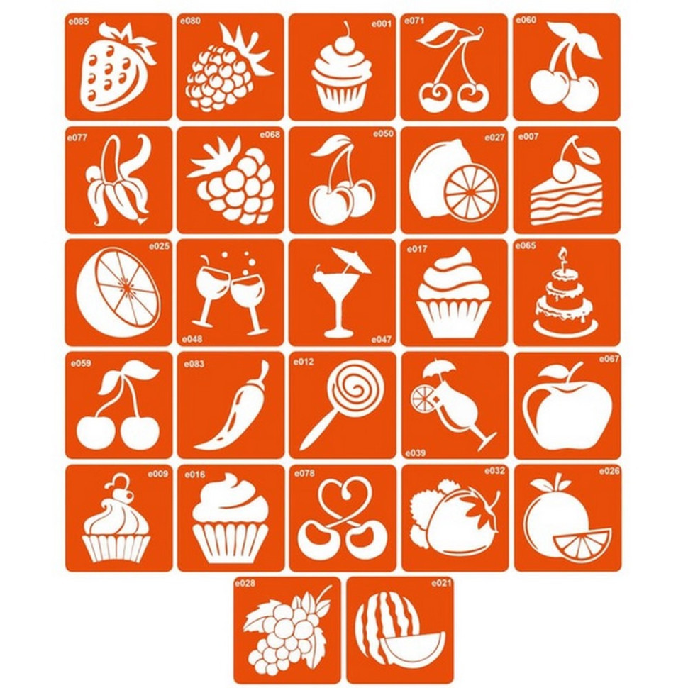 Набор трафаретов для био-тату «E - еда» e_simple_5x5_27_1 Винница - изображение 1