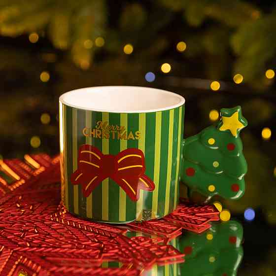 Чашка порцелянова новорічна Merry Christmas 350 (мл) Зелена Yiwu FM-CS-51GR Коломия