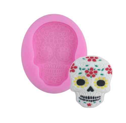 Силиконовый молд Череп 73 на 60 мм розовый Киев