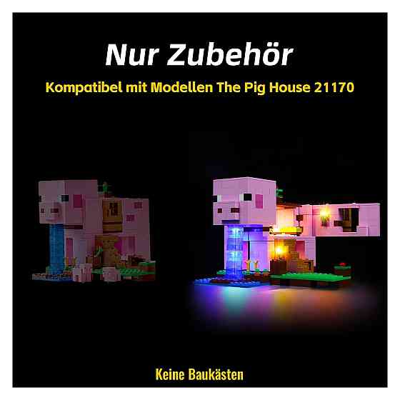 Набір підсвітки LED для конструктора BrickBling 21170 The Pig House для LEGO Рожевий USB батарейний ABS Київ
