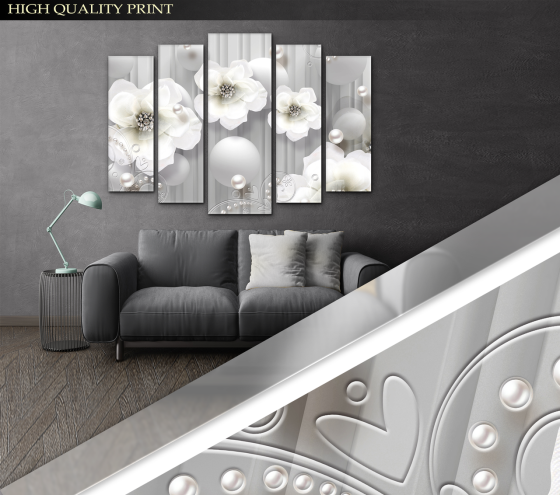 Модульна картина у вітальню / спальню Абстракція Квіти Art-461_5 ( 80х118см ) Київ