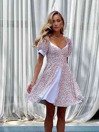 Жіноча принтована легка сукня міні американський креп Білий, 44/46 Одеса