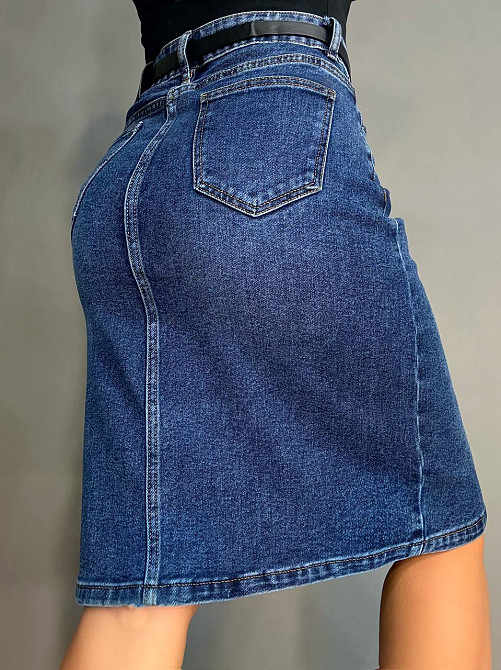 Юбка женская джинсовая Vanver 8235 с ремнем и разрезом синяя, синий, 29, 29, 82 см, 106 см Киев - изображение 2