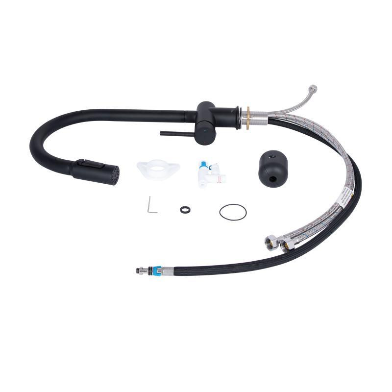 Смеситель для кухни Qtap Rozcesti с выдвижным изливом с подключением для питьевой воды QTROZ366BLM45940 Black Харьков - изображение 8