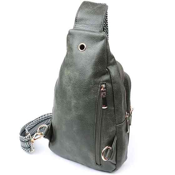 Стильная слинг сумка для женщин из экокожи Vintage 22745 Зеленый Киев