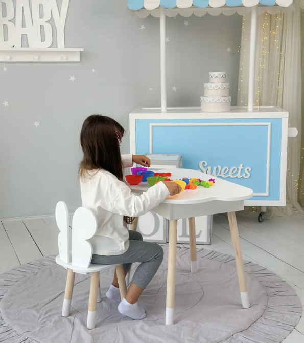 Дитячий столик Хмара з нішою та стільчиком Метелик (Білий) Вінниця - фото 3