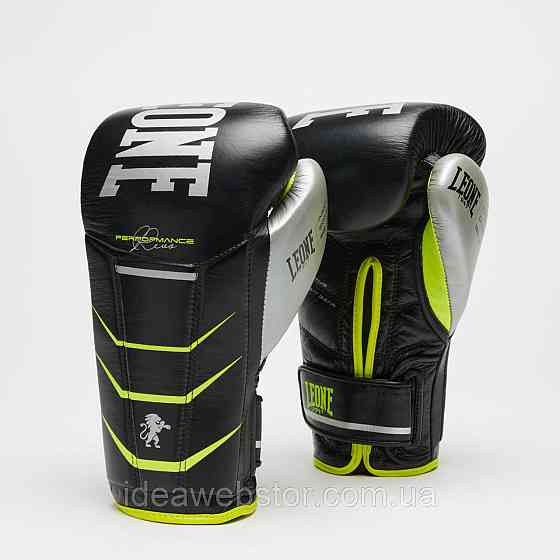 Боксерские перчатки Leone Revo Performance Fluo из натуральной кожи для тренировок Киев