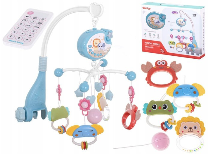 Музичний проектор карусель-мобіль-нічник з пультом та підвісними елементами Блакитний (698-84-85) Чернігів - фото 4