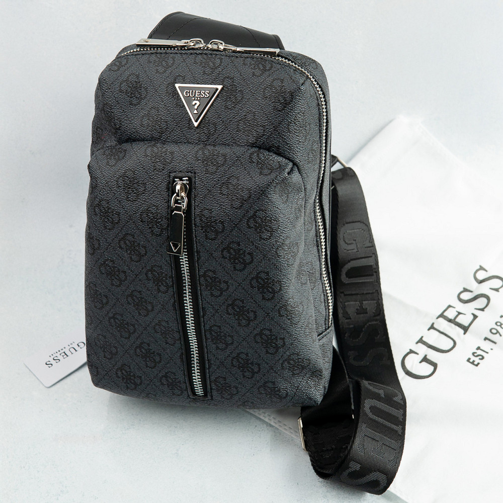 Мужская сумка бананка на пояс и на грудь (слинг) Guess (7517) серая Киев - изображение 1