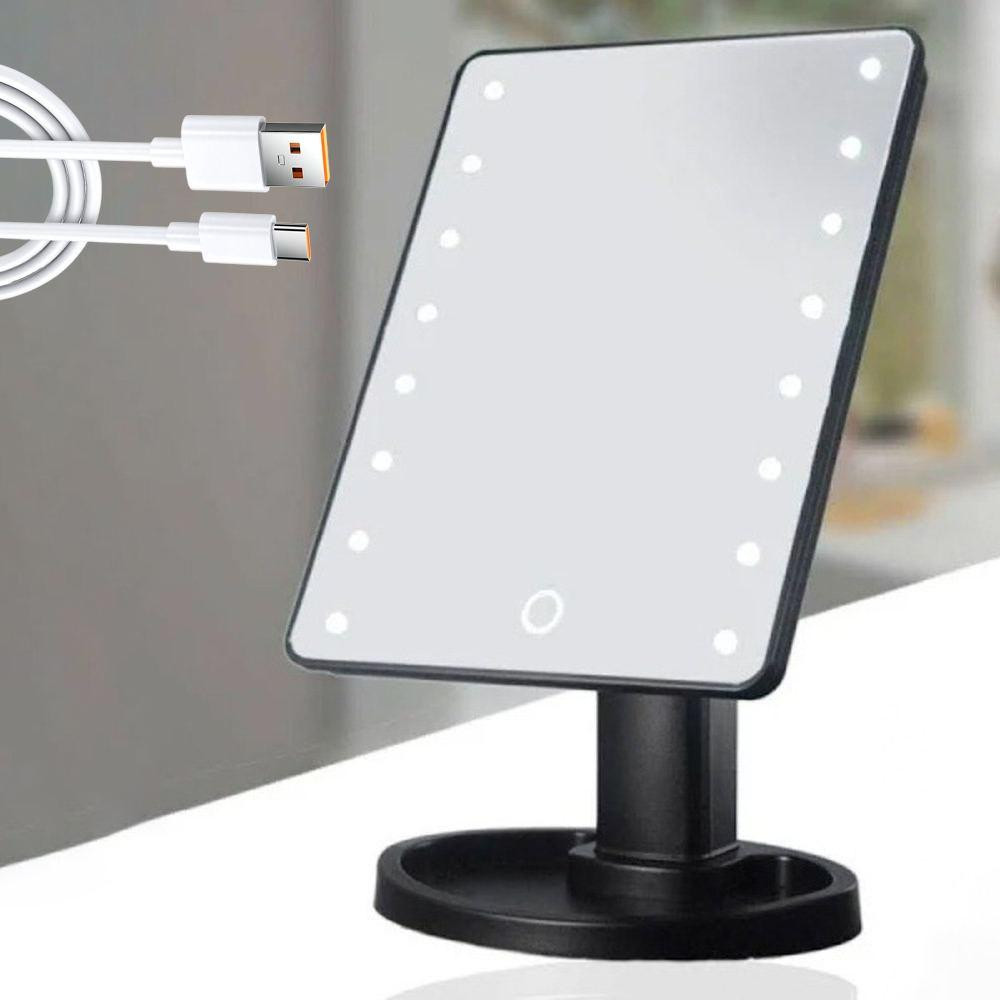 Косметичне дзеркало з LED підсвічуванням (22x17 см) NJ-230,Чорне SBR Київ - фото 1