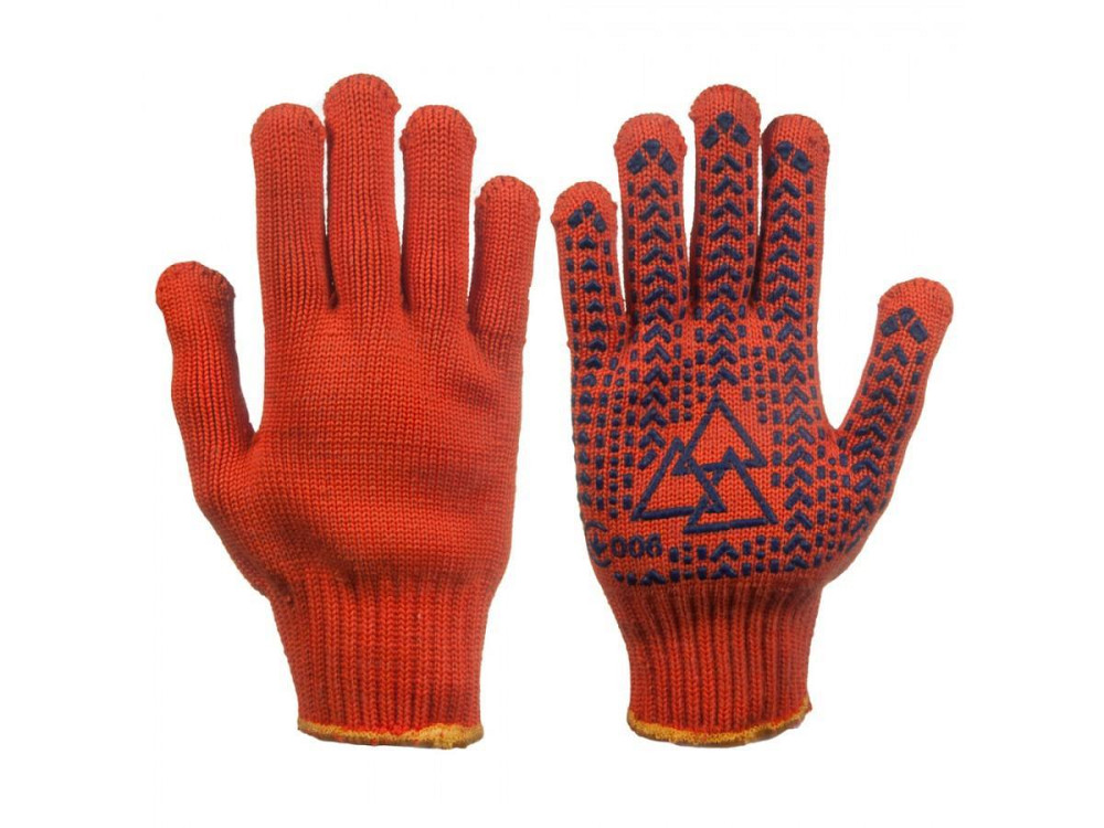 Рукавички трикотажні помаранчеві з ПВХ крапкою Харків - фото 1