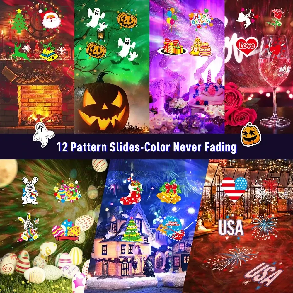 ACELIFE проектор для Хэллоуина и Рождества, IP44 LED проектор для улицы и дома, 12 слайдов, 10 цветов Киев - изображение 4