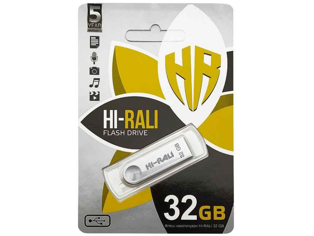 Флешка USB 32GB 2.0 Shuttle Series серебряная ТМ Hi-Rali Solmir Киев - изображение 1