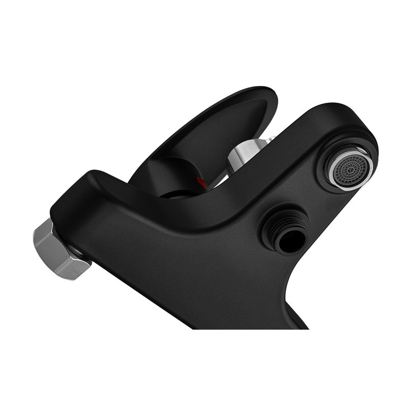 Змішувач для ванни Plamix CEZAR-009 EURO SET матовий чорний зі шлангом, лійкою та кронштейном (PM0693) Харків - фото 4