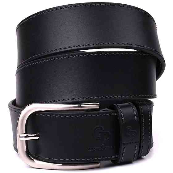 Чоловічий ремінь під джинси з класичною пряжкою з натуральної шкіри GRANDE PELLE 20803 Чорний Київ