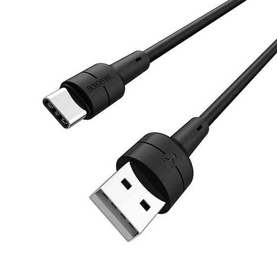 Кабель USB - Type-C BOROFONE BX30 3A 1m силіконовий TPE конектори колір чорний BX30CB Одеса