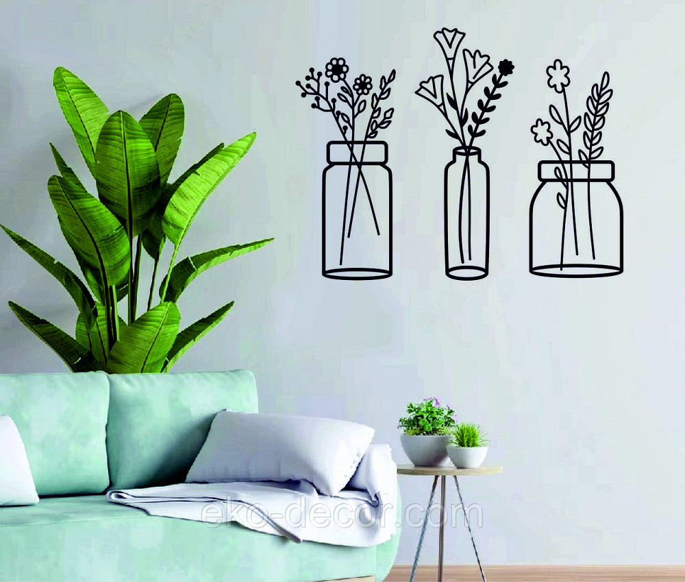 Декоративне настінне Панно «Квіти» Декор на стіну 70*90 см, Чорний Київ - фото 1