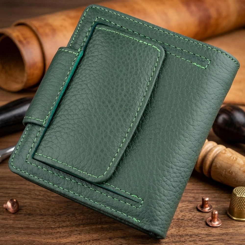 Кошелек женский компактный ST Leather 18959 Зеленый Киев - изображение 10
