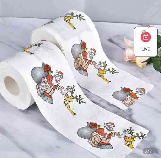 Новогодний декор, Туалетная бумага с принтом, Санта-Клаус и Олень (Дед мороз), декор для Нового года, 22м Киев