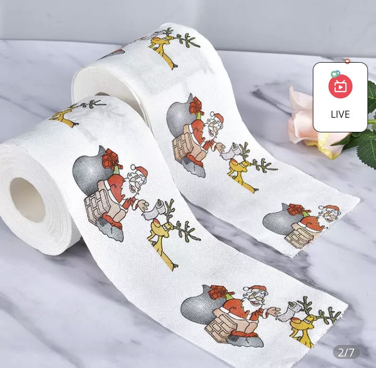 Новогодний декор, Туалетная бумага с принтом, Санта-Клаус и Олень (Дед мороз), декор для Нового года, 22м Киев - изображение 6