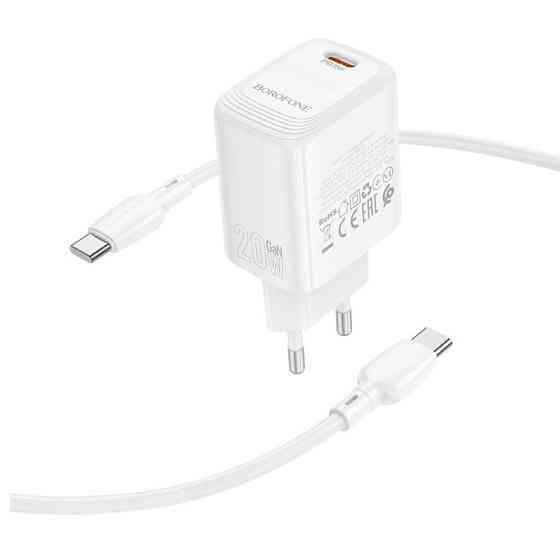 Мережевий зарядний пристрій з кабелем BOROFONE BN26 Fuente single-port PD20W charger set (C to C) (EU) White Одеса