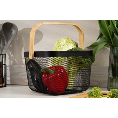 Фруктовница Ardesto Midori з ручкою 25х24.5х18см, метал, дерево, чорний (AR0901B) Винница - изображение 7