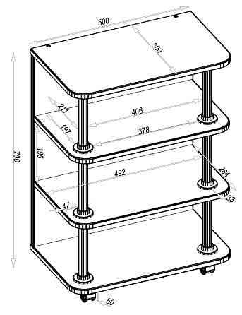 Тумба мобильная ТМ-3, Белый, 500/300/700 Львов