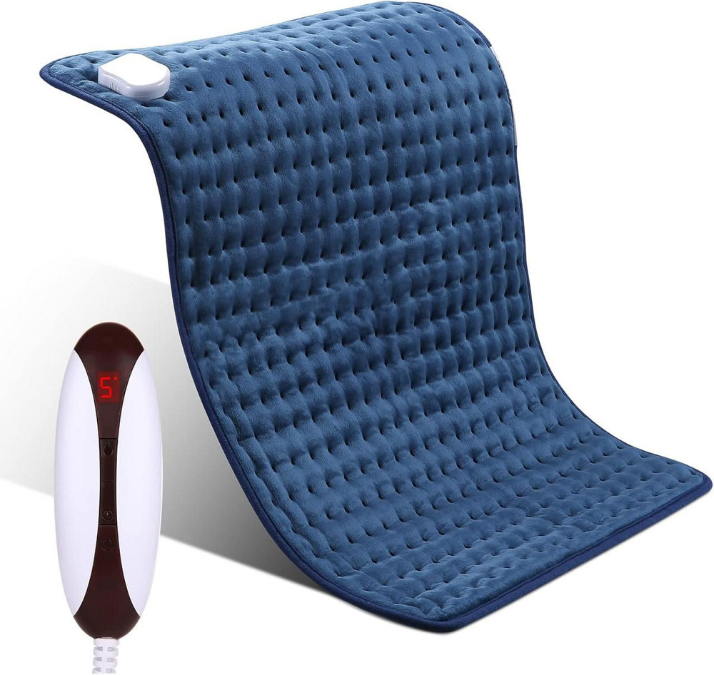 Электрогрелка CURECURE 50x60 см автоматическим отключением 5 уровней нагрева для спины шеи и плеч хлопок синяя Киев - изображение 1