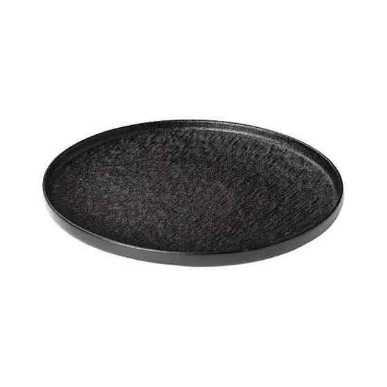 Чорна плоска фарфоровая тарілка 25 см Київ