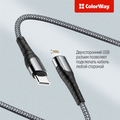 Дата кабель USB-C to Lightning 2.0m ColorWay (CW-CBPDCL036-GR) Вінниця - фото 3
