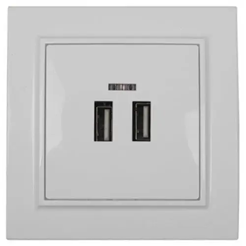 Розетка USB (2 порта) 2A, Enzo белый Днепр - изображение 1
