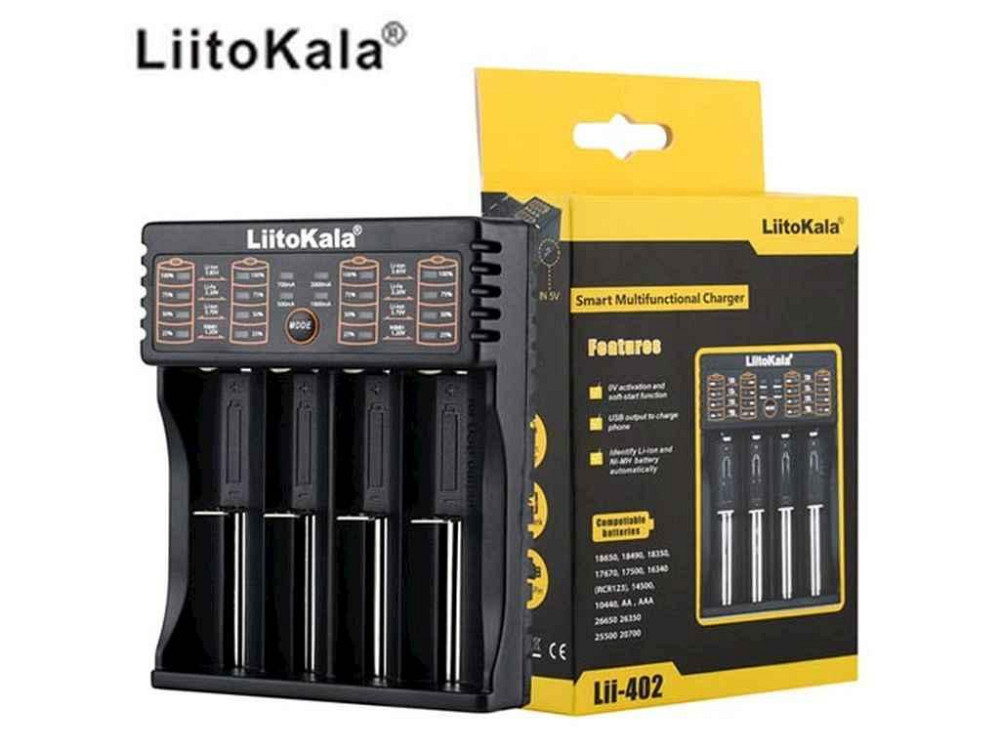 Зарядний пристрій для акумуляторів 4шт 18650, АА, ААА Li-Ion, LiFePO4, Ni-Mh оригінал Power Bank Lii-402 ТМ LIITOKALA Київ - фото 1