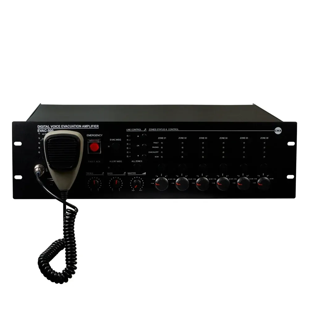 Підсилювач-контролер CMX EVAC-500, 6 зон, 19