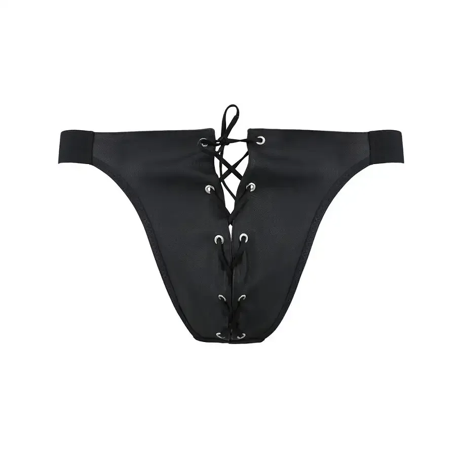 Чоловічі сліпи на шнурівці Passion 044 SLIP BEN S/M Black, екошкіра, люверси Львів - фото 5