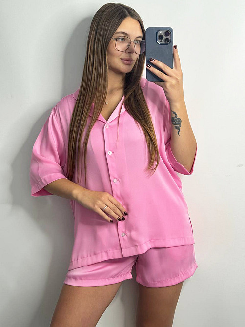 Жіночий костюм-двійка із сатину Барбі M-L Харків - фото 3