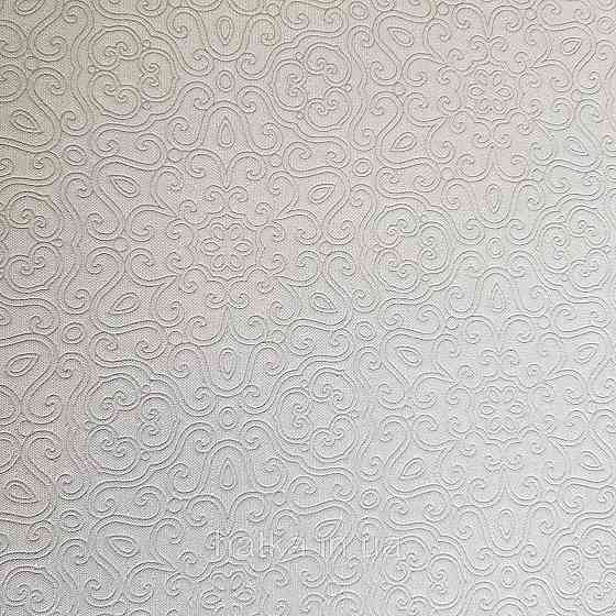 Шпалери метрові вінілові на флізелін Villa Marburg Lombardi вензелі завитки східний малюнок білий з сріблом Київ