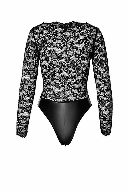 Боді Noir Handmade F296 Psyche, S, мереживо, довгий рукав, низ під латекс, з доступом Sex Aura Київ - фото 7