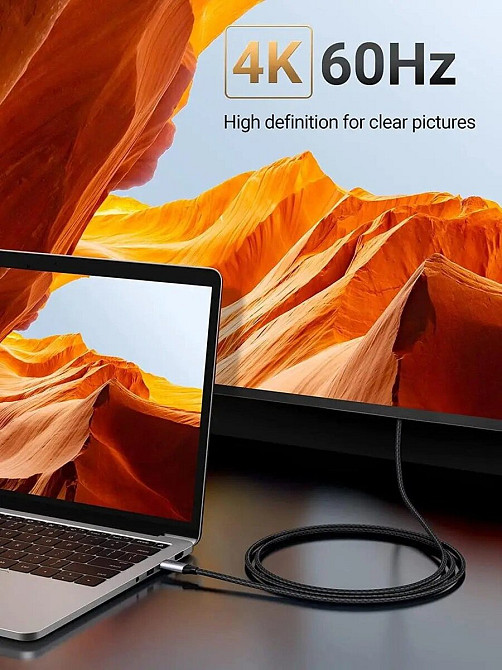 Кабель UGREEN MM142 USB-C to HDMI Male to Male Cable Aluminum Shell 1.5m (Gray Black)(UGR-50570) (UGR-50570) Киев - изображение 2