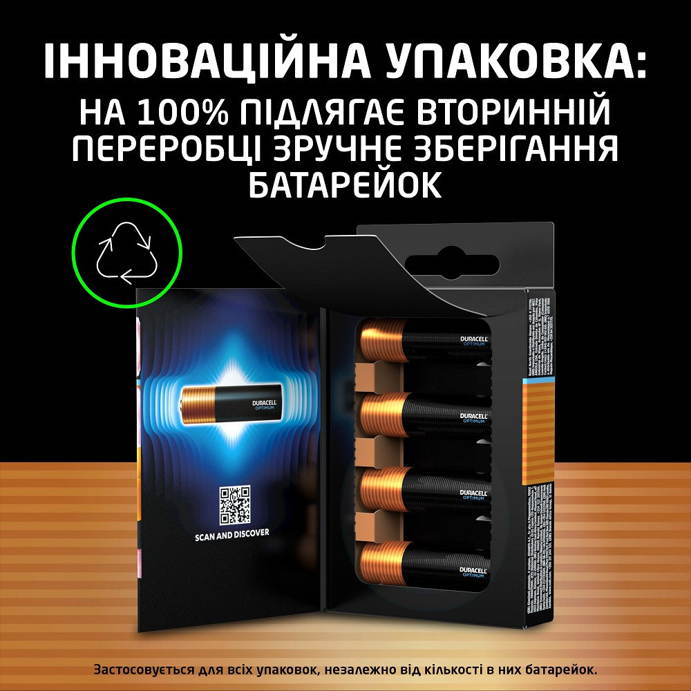 Лужні батарейки Duracell LR06 KPD 08*10 Optimum уп. 1x8 шт. (6835425) Київ - фото 3