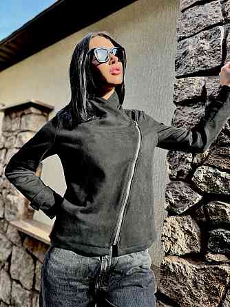 Замшева куртка-жакет "Nessa" оптом I Норма і батал Чорний, 50-52 Київ