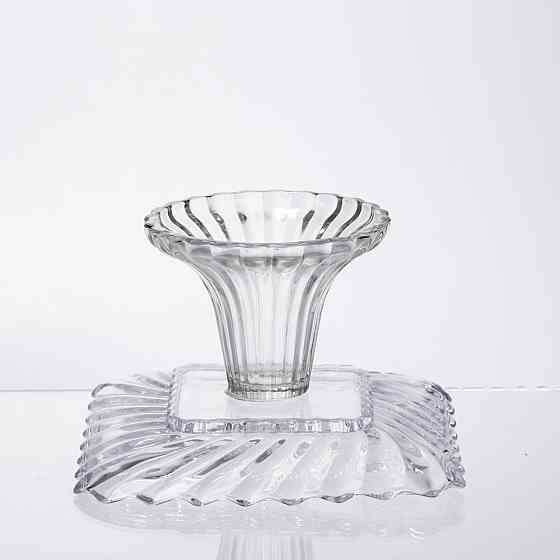 Yiwu Тортівниця скляна квадратна на ніжці, 16×16 см прозора 64486-15 Коломия