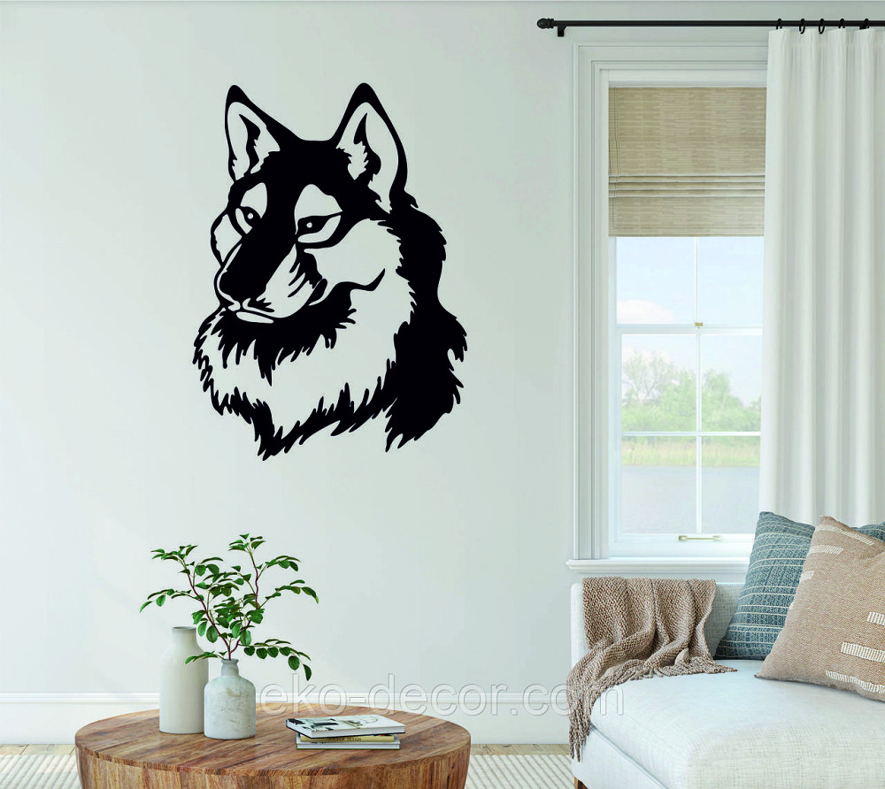 Декоративне настінне Панно «Вовк», Декор на стіну 90*65 см, Чорний Київ - фото 1