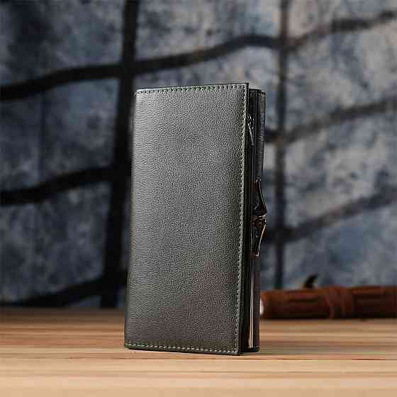 Вместительный женский кошелек на магнитах из натуральной кожи ST Leather 23115 Зеленый Киев