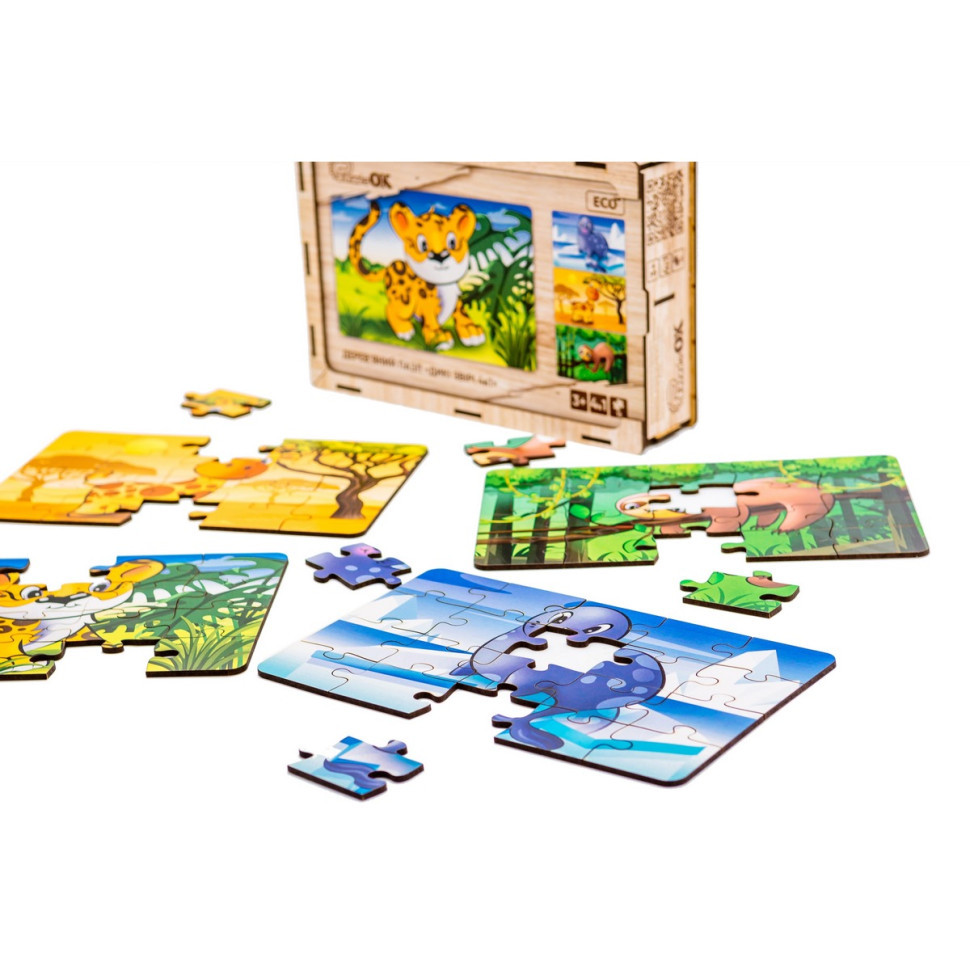 Дерев’яний дитячий пазл 4в1 "Дикі звірі" Puz-58714, 80 елементів Вінниця - фото 3