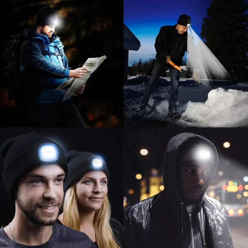 Шапка бини со сьемным фонариком черная 21х23см (1Вт, 3 реж.раб., 120Лм, время раб.2-3ч) FORSAGE F-444 Одесса - изображение 6