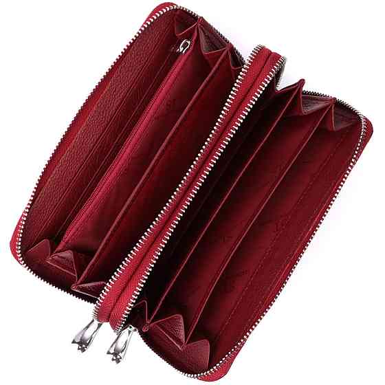 Фактурный клатч на два отделения из лакированной натуральной кожи ST Leather 22692 Красный Киев
