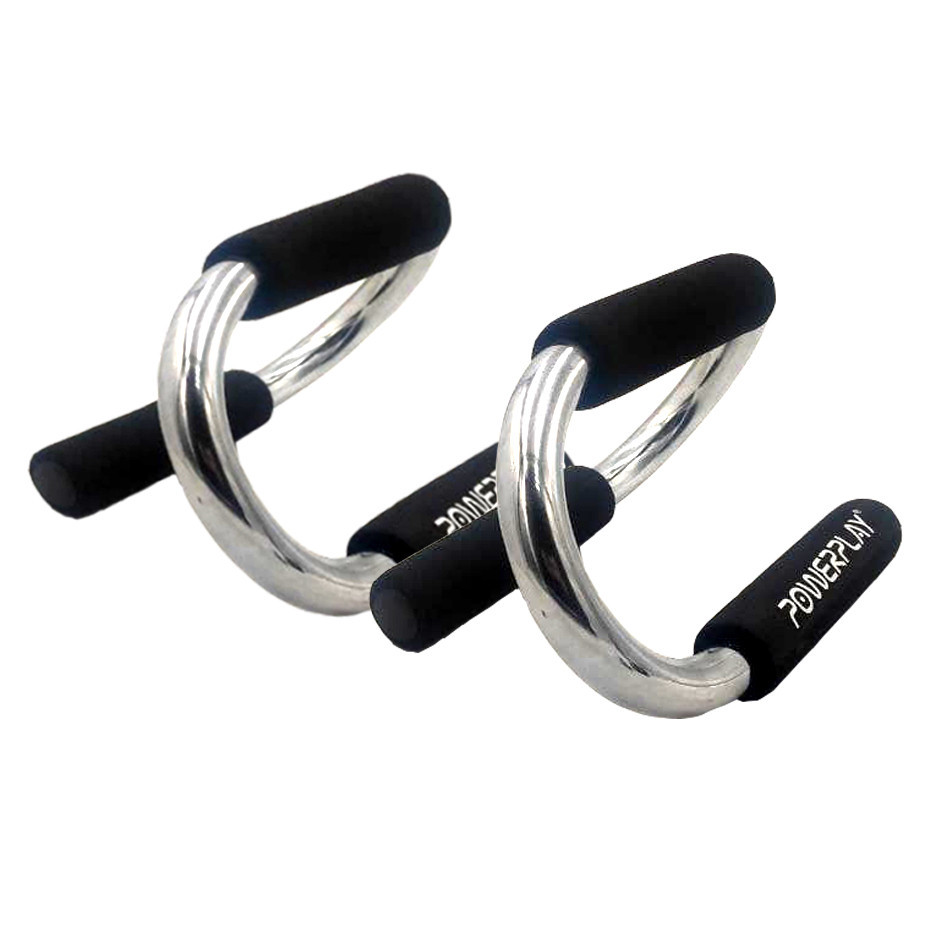 Металеві S-подібні упори для віджимань PowerPlay ергономічні фітнес-ручки для тренування м'язів верхньої частини тіла Київ - фото 6