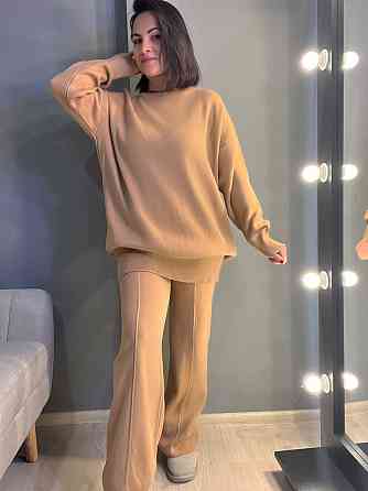 Костюм жіночий My fashion 202401-101 брюки зі стрілкою шнурок та подовжений светр оверсайз one size, Одеса