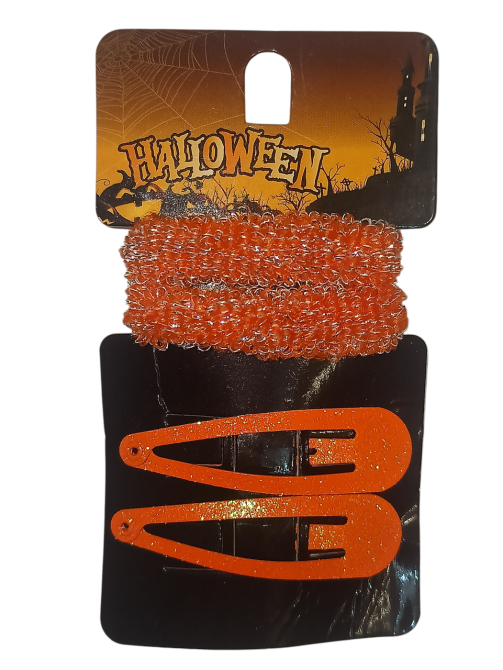 Набор 2 заколки блестящих оранжевый и 2 резинки оранжевый для волос на Хэллоуин Киев - изображение 3