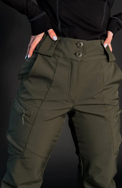 Жіночі тактичні штани Softshell на флісі 46, Олива Запорожье - изображение 8
